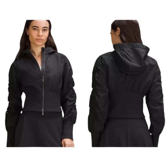 Lululemon Ruched Ribbed-Waist Jacket Black Cropped Size S - Picture 1 of 10